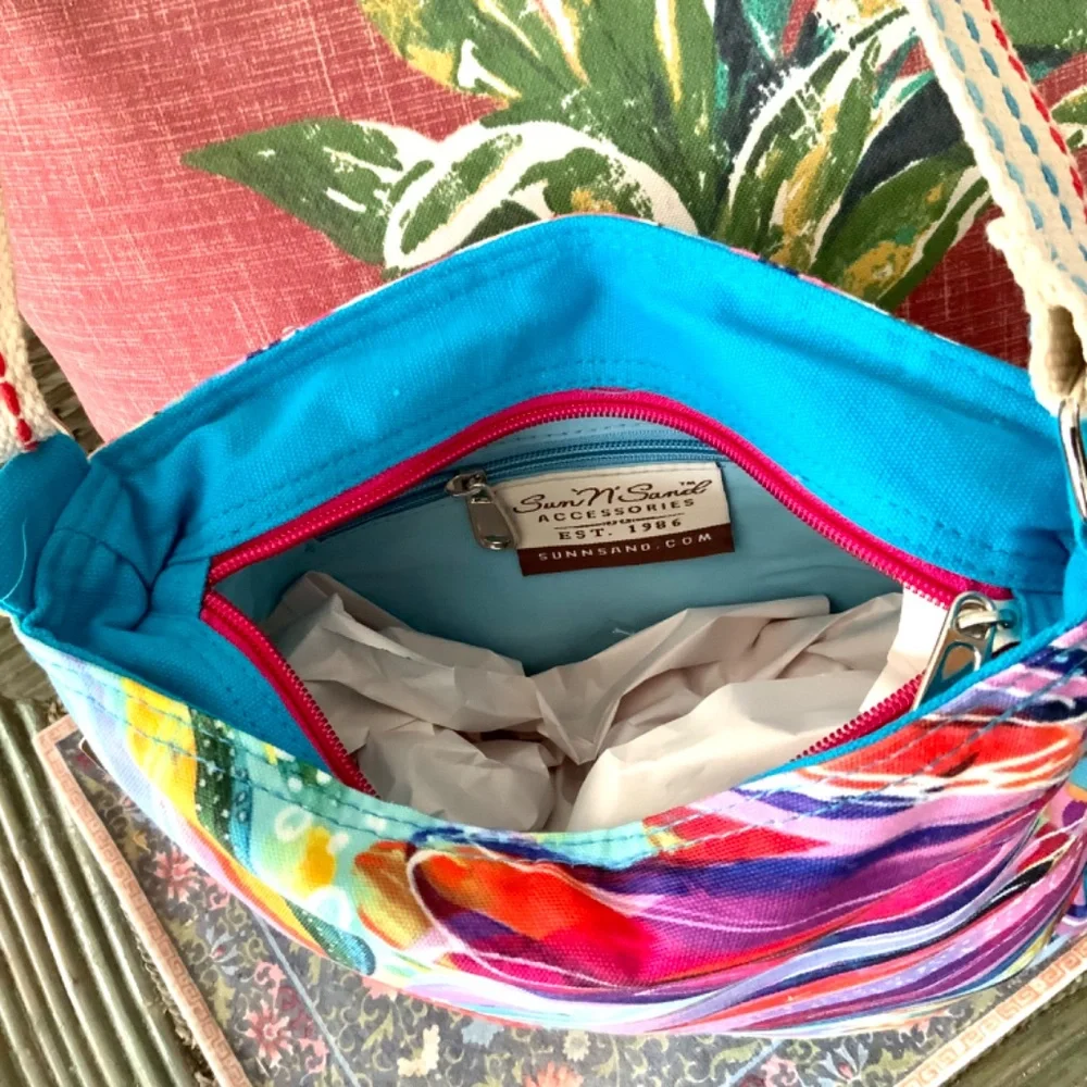 FLORAL MULTI COLOR  SUMMER HANDBAG - CROSSBODY/SHOULDER BAG  NWT “Art-to-Wear - Picture 7 of 15